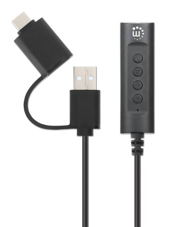 Adaptador de auricular Manhattan IC INTRACOM para Auriculares, Computador, Tablet PC, Portátil, Smartphone, MacBook, iPad - Plástico, Cobre - Negro