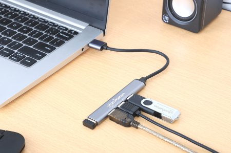USB V2.0 MANHATTAN HUB 3 Ptos y V3.0 1 Pto, Alumini - 4 Total USB Port(s) - 3 USB 2.0 Port(s) - PC, Mac, Linux, ChromeOS