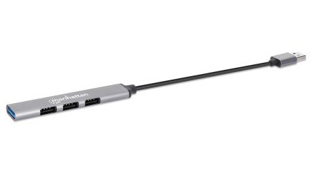 USB V2.0 MANHATTAN HUB 3 Ptos y V3.0 1 Pto, Alumini - 4 Total USB Port(s) - 3 USB 2.0 Port(s) - PC, Mac, Linux, ChromeOS