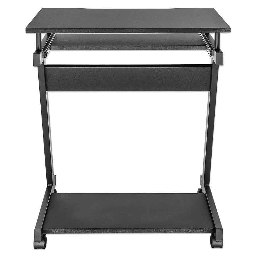 Escritorio compacto Negro con ruedas y ban