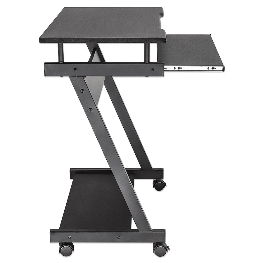 Escritorio compacto Negro con ruedas y ban