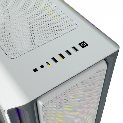 Gabinete Corsair Icue 5000T, RGB Media Torre, Blanco, TG, ATX, Con 3 Ventiladores