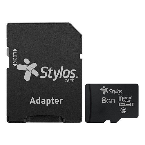 MicroSD Stylos de 8GB, Clase 10, Con Adaptador