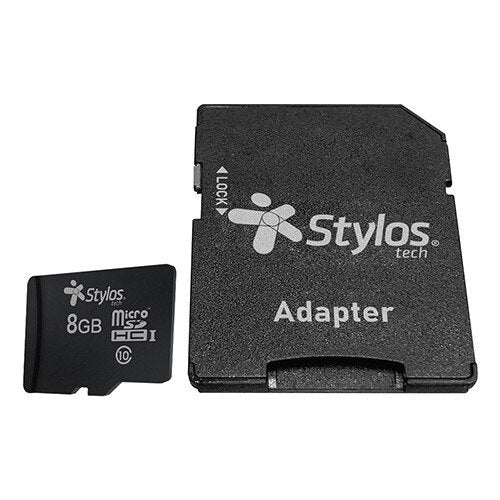 MicroSD Stylos de 8GB, Clase 10, Con Adaptador