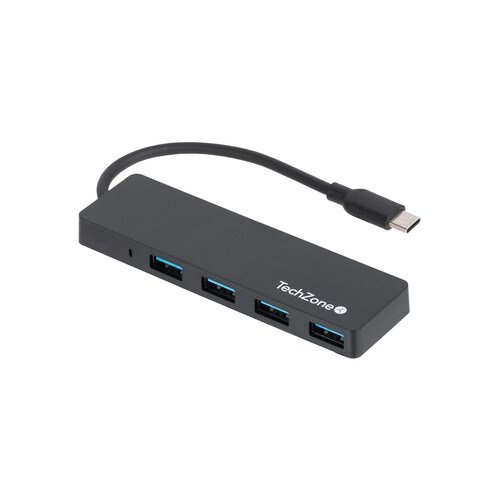 Hub TechZone 4 en 1, USB 3.0, Tipo C