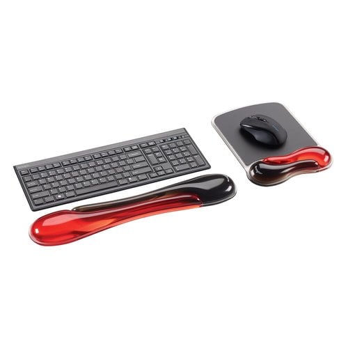 Kit Reposañmuñecas Duo Gel Kensington K50036WW | Para Teclado + Mouse | Gel con Canal de Ventilación | Resistente a Humedad | Rojo/Negro | SKU K50036WW