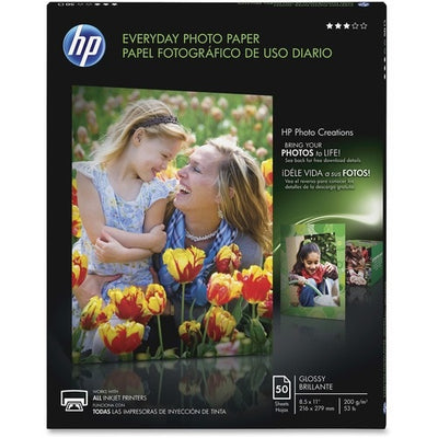 Papel fotográfico HP Everyday Glossy tamaño carta Glossy 52lb  8.5 x 11 pulgadas (216 x 279 mm) 50 hojas
