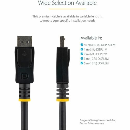 Cable de 2 metros Certificado DisplayPort 1.2 4k con Cierre de Seguridad