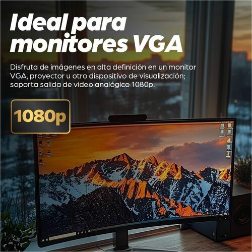 Convertidor HDMI a VGA + Audio 3.5mm Manhattan 151559 | 1080p | Activo | Para Conectar Laptop HDMI a Proyector o Monitor VGA Heredado | SKU 151559