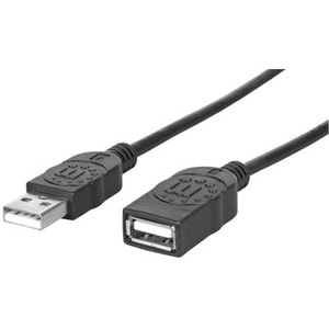 Cable Extensión USB 2.0 Manhattan 338653 | USB-A Macho a USB-A Hembra | 1.8 m | 480 Mbps | Para Receptor Inalámbrico, Webcam y Dongle | Negro | Garantía de por Vida | SKU 338653