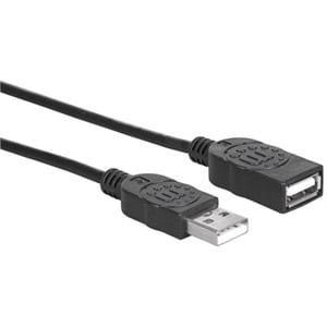 Cable Extensión USB 2.0 Manhattan 338653 | USB-A Macho a USB-A Hembra | 1.8 m | 480 Mbps | Para Receptor Inalámbrico, Webcam y Dongle | Negro | Garantía de por Vida | SKU 338653