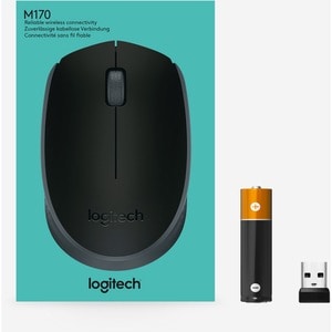 Mouse M170 Logitech, Inalámbrico, USB, 1000DPI, Negro/Gris