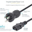 Cable de 3m (10 pies) de Alimentación de Grado Hospitalario, 18AWG, Para Monitor, Computador,