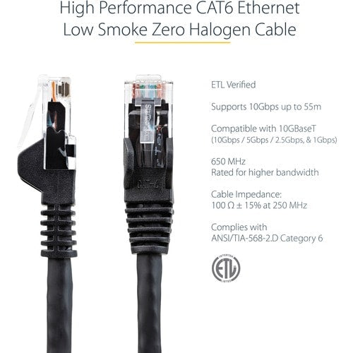 Cable Ethernet, Cat6, StarTech, 3m, Negro, 10Gbit/s