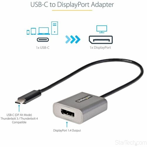 Adaptador USB C a DisplayPort 1.4 de 8K/4K 60Hz