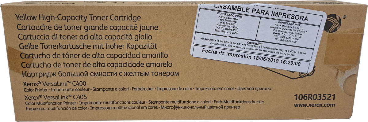 106R03521 Cartucho de Tóner Xerox Amarillo (ÚLTIMA PIEZA)