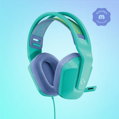 Auriculares Gaming Cableados Logitech G335 981-001023 | Over-Ear | 3.5mm | Mic Flip-to-Mute | 240g | Mint | PC / PS4 / PS5 / Xbox / Switch | SKU 981-001023