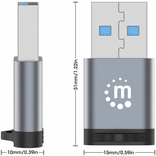 Adaptador USB-C V3.2 Gen1, AM-CH, 5Gbps 3A, Níquel Contacto, Negro, Gris