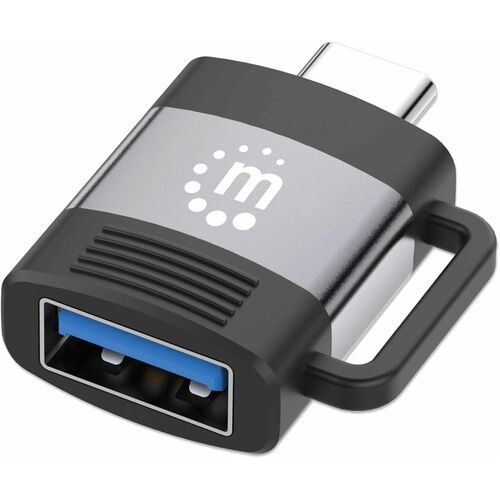 Adaptador USB-C a USB-A Manhattan 356312 | USB 3.2 Gen 1 | 5 Gbps | 3A | Aluminio | Para Conectar Accesorios USB-A a Puerto USB-C | Negro/Gris | SKU 356312