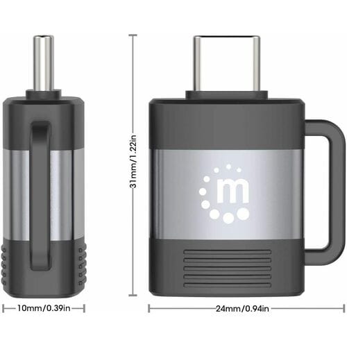 Adaptador USB-C a USB-A Manhattan 356312 | USB 3.2 Gen 1 | 5 Gbps | 3A | Aluminio | Para Conectar Accesorios USB-A a Puerto USB-C | Negro/Gris | SKU 356312