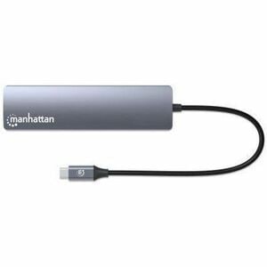 Hub Docking USB-C 6 en 1 Manhattan 153959 | HDMI UHD | Ethernet Gigabit | 3×USB-A 5 Gbps | PD 100W | Aluminio | Para MacBook, Ultrabook y Laptop USB-C | SKU 153959