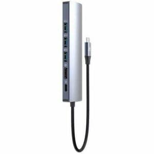 Hub Docking USB-C 6 en 1 Manhattan 153959 | HDMI UHD | Ethernet Gigabit | 3×USB-A 5 Gbps | PD 100W | Aluminio | Para MacBook, Ultrabook y Laptop USB-C | SKU 153959