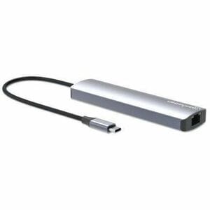 Hub Docking USB-C 6 en 1 Manhattan 153959 | HDMI UHD | Ethernet Gigabit | 3×USB-A 5 Gbps | PD 100W | Aluminio | Para MacBook, Ultrabook y Laptop USB-C | SKU 153959