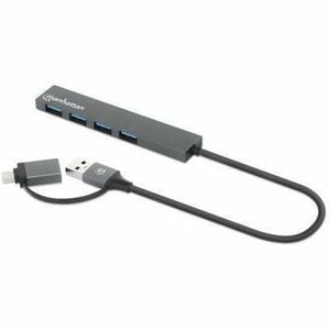 Hub USB Manhattan 181006 | 4 Puertos USB-A 3.2 Gen 1 | Conector USB-A a USB-C Incluido | 5 Gbps | Para Laptop y MacBook | SKU 181006