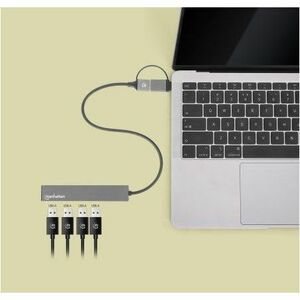 Hub USB Manhattan 181006 | 4 Puertos USB-A 3.2 Gen 1 | Conector USB-A a USB-C Incluido | 5 Gbps | Para Laptop y MacBook | SKU 181006