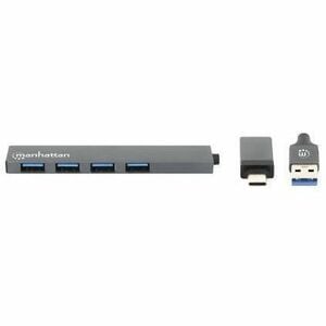 Hub USB Manhattan 181006 | 4 Puertos USB-A 3.2 Gen 1 | Conector USB-A a USB-C Incluido | 5 Gbps | Para Laptop y MacBook | SKU 181006