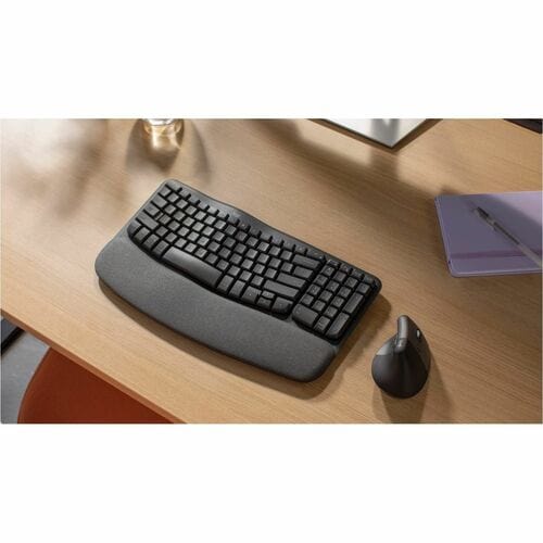 Teclado Ergonómico Inalámbrico Logitech Wave Keys 920-012278 | Bluetooth + Logi Bolt | 3 Dispositivos | Español | Grafito | Batería 36 Meses | SKU 920-012278