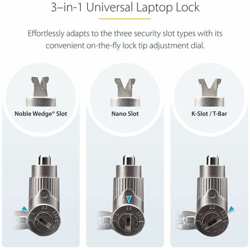 Cable de Seguridad con Candado Universal 3 en 1 para Laptop