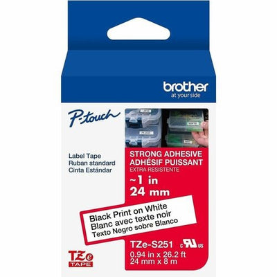P-touch Cinta para etiquetas, 24mm Ancho, Blanco, Laminada, 1 Solamente