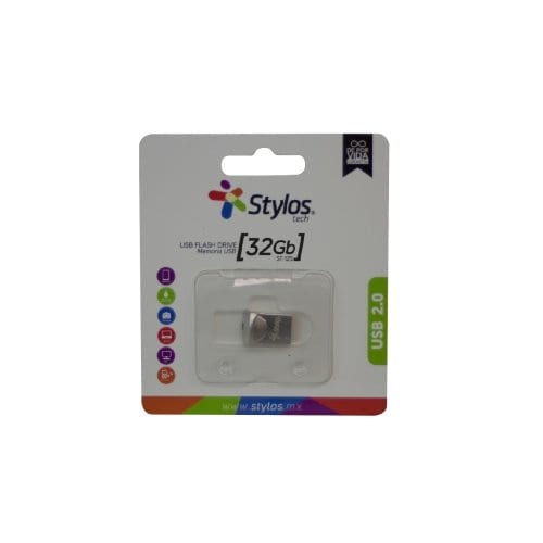 Memoria USB Stylos de 32GB, 2.0, Plata