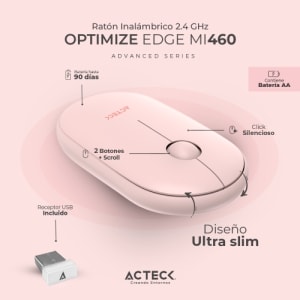 Mouse MI46 Acteck, Inalámbrico, Rosa