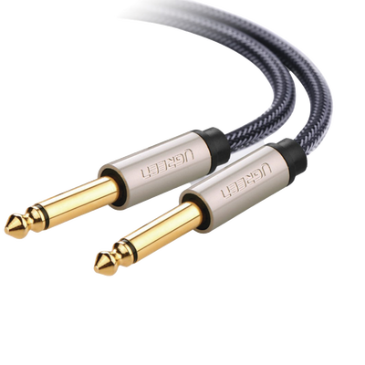 Cable Instrumento UGREEN 40815 | Mono TS 6.35mm (1/4") M-M | 10m | Cobre | Triple Blindaje | Oro 24K | Nylon Trenzado | Guitarra / Bajo / Teclado / Amplificador | SKU 40815