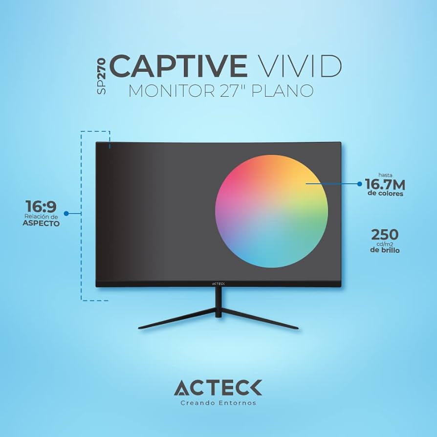 Monitor LED Acteck Captive Vivid SP270, 27" Class, Full HD, 16:9, Negro