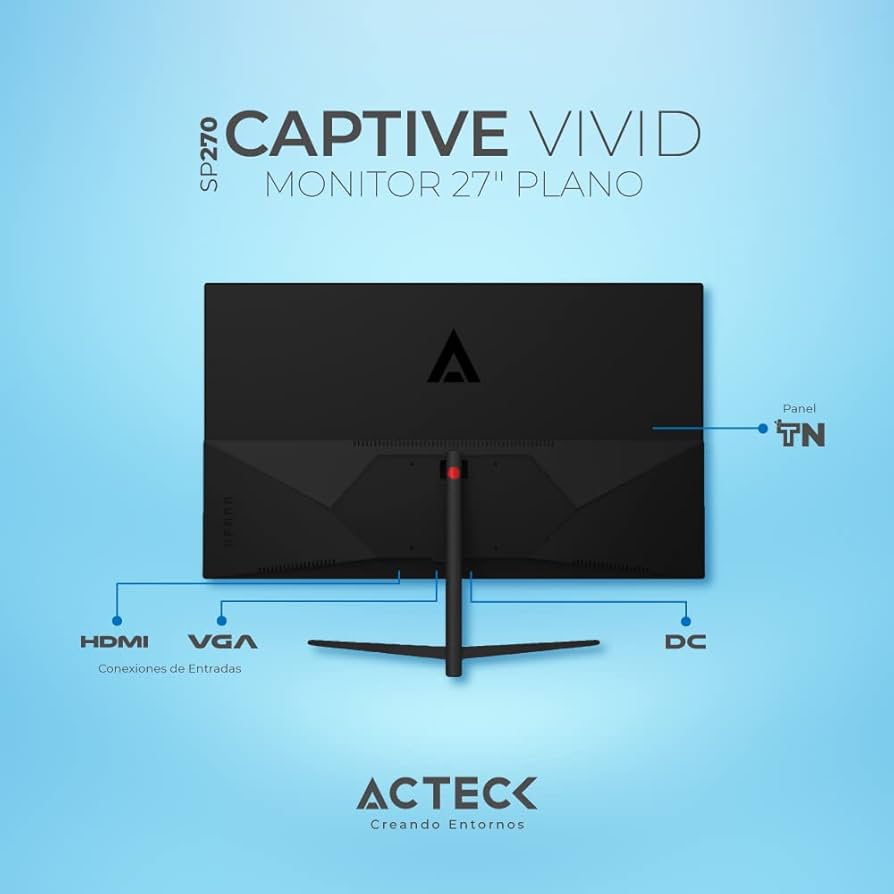 Monitor LED Acteck Captive Vivid SP270, 27" Class, Full HD, 16:9, Negro