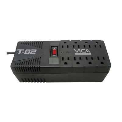 VICA T-02 Regulador Electrónico de Voltaje, capacidad de 1200VA / 700W, 8 tomas, empotrable, puerto RJ45 y RJ11, con indicadores LED y Certificado NOM