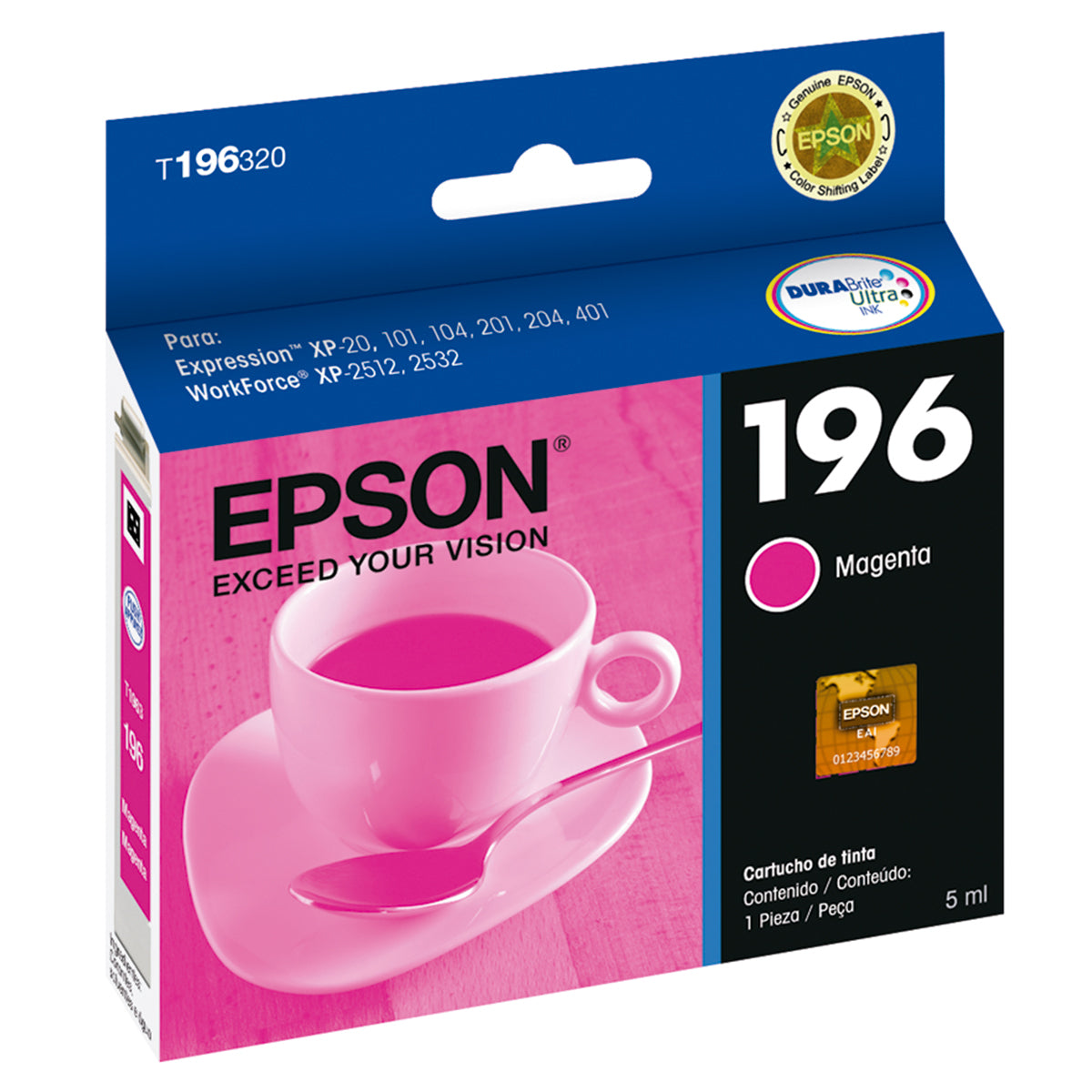 T196320-AL Cartucho de Tinta Magenta Epson T196 - Fecha de empaque 2022