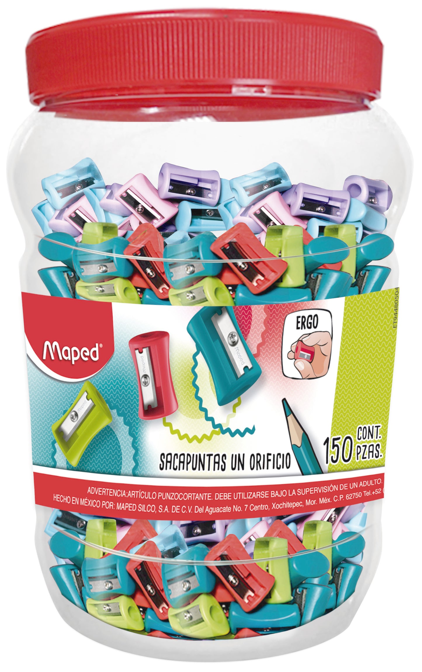 Sacapuntas Maped Vivo  - bote con 150 piezas