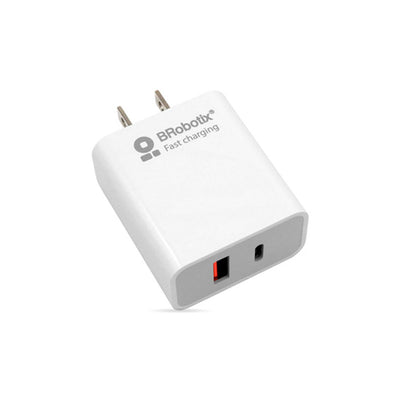 Cargador Carga rápida para pared Brobotix 6000502, Puerto USB-A, Puerto USB-C, Blanco