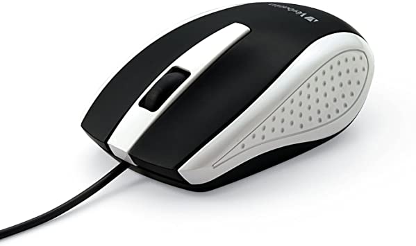 Mouse óptico con cable Verbatim color negro con blanco