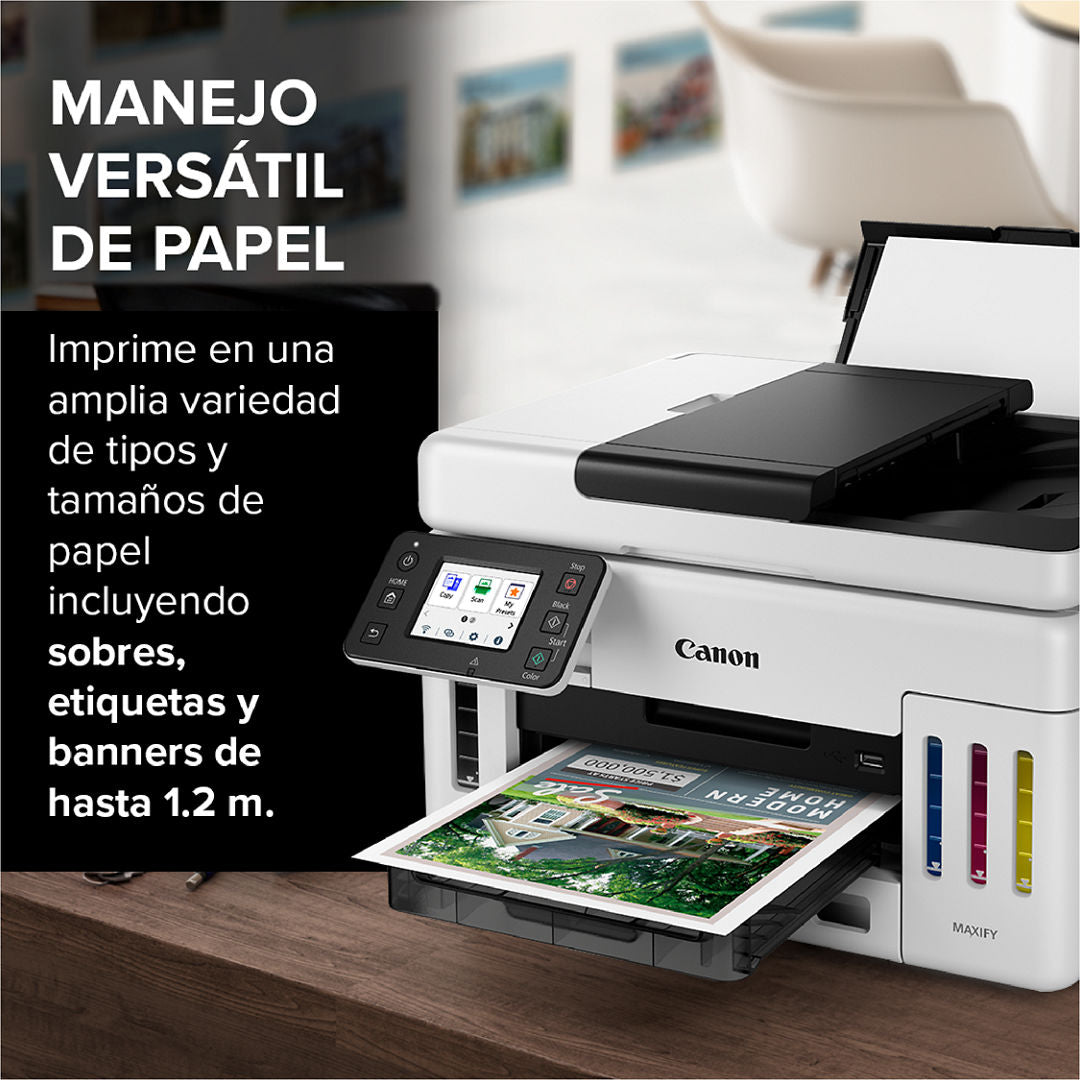 Multifuncional Canon Maxify GX6110, Inyección de tinta térmica a color, WiFi, Ethernet, USB, Dúplex Automático, Oficina