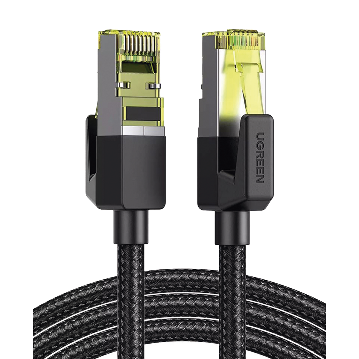Cable Ethernet Cat7 F/FTP UGREEN 2m | Doble Blindaje | OFC 30AWG Cobre Libre Oxígeno | 10Gbps 600MHz | Malla Nylon 10K Ciclos | RJ45 Gold | Gaming NAS Rack | SKU 80423