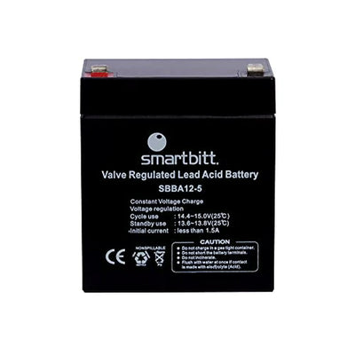 Smartbitt Bateria SBBA12-5, 12V/5AH, 12 volts y 5 amperes, Sellada libre de mantenimiento, tecnología VRLA