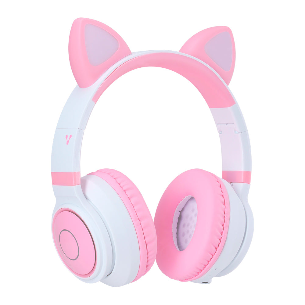 VORAGO DIADEMA HPB-300K BLUETOOTH/3.5M M ROSA/BLANCO KITTEN RGB 6HRS