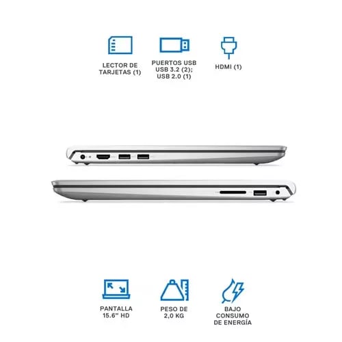 Laptop para Hogar Dell Inspiron 3000, AMD Ryzen 5 3450U, 8GB RAM, SSD 256GB, Windows 11 Home, 1 año de garantía
