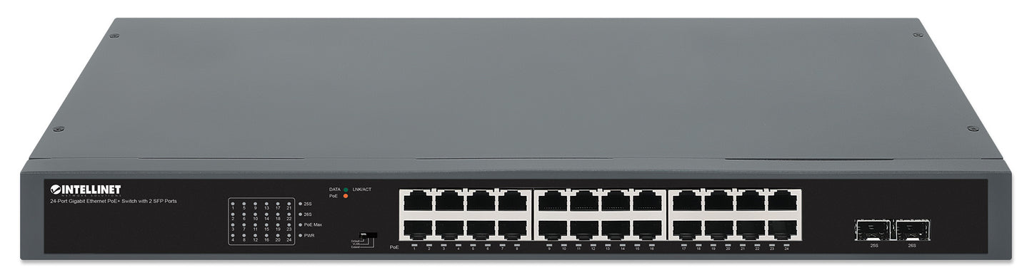 Intellinet POE PLUS SWITCH GB 24 PTOS 19 30W PTO 370W 2 SFP PORTS POE PLUS SWITCH GB 24 PTOS 19 30W PTO 370W 2 SFP PORTS