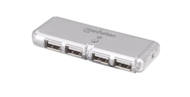 Hub Manhattan USB v2.0 4 puertos mini plata